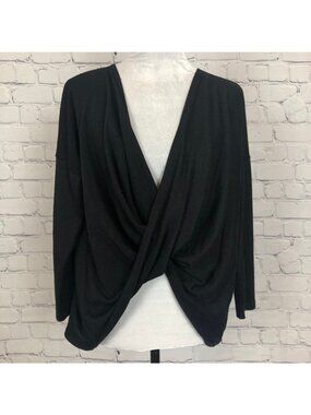 Clara Sun Woo Black Twist Front Sweater Size S